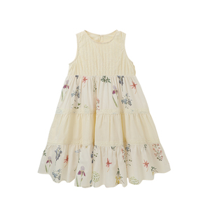 布丁哈鲁童装夏装女童洋气长裙子2026夏季新款儿童百搭背心连衣裙