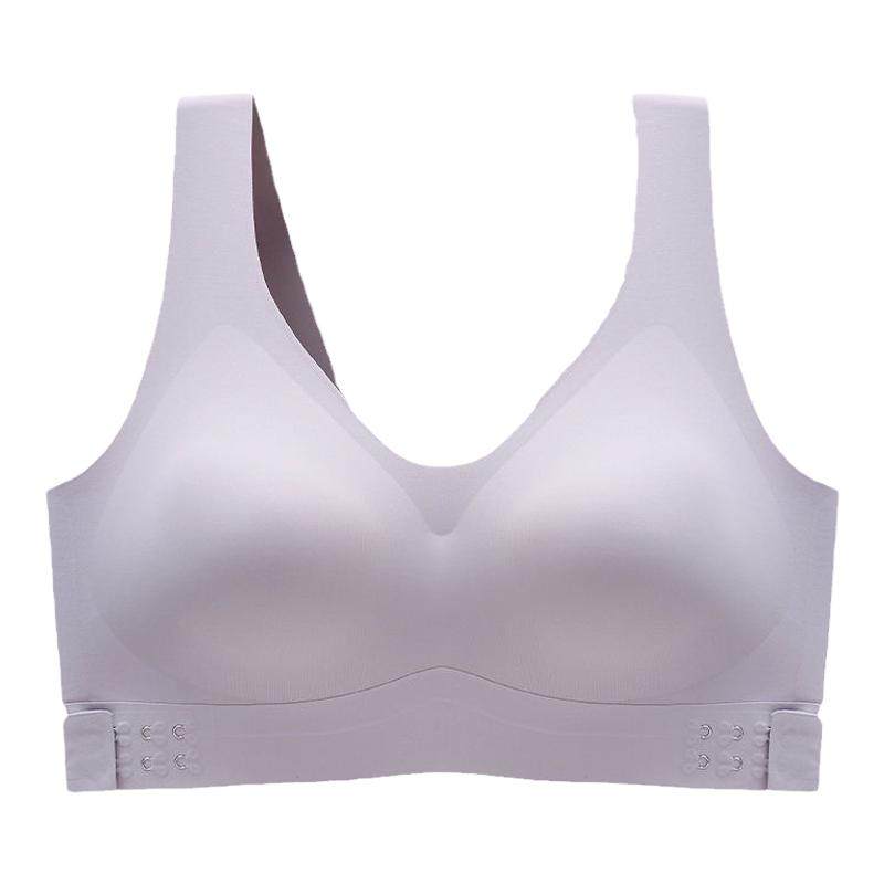 茶多酚交叉侧扣内衣乳胶聚拢美背背心反重力无痕文胸一体防震胸罩