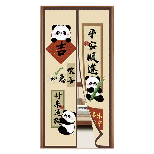 中式布艺隐私门帘杂物间遮挡隔断帘磁吸免打孔家用卧室空调魔术贴