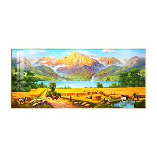 梵高丰收手绘油画客厅装饰画聚宝盆山水画沙发背景挂画高级感壁画