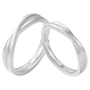 老凤祥双生S999足银素圈情侣戒指女男一对交叉指环新款高级情侣