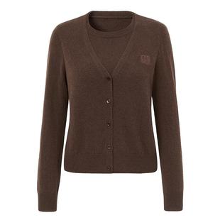 恩瑞妮专柜同款2025冬季新款假两件百搭V领薄款长袖针织开衫女