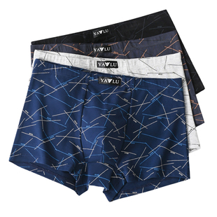 雅鹿内裤男纯棉抗菌平角裤加大码男士中腰透气印花棉质四角短裤头