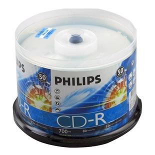 PHILIPS飞利浦 光盘 52X CD-R CD刻录盘 空白光盘 50片桶装 车载音乐CD光碟片无损刻录光碟音乐空白碟空白盘