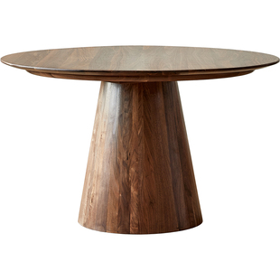 北美黑胡桃木圆桌家用北欧实木圆形餐桌意式轻奢餐台餐厅家具桌子