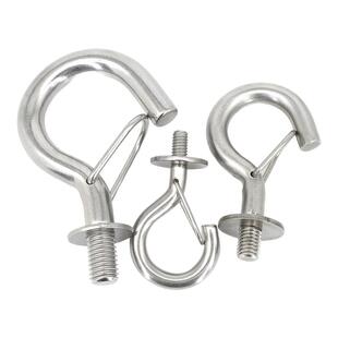 304不锈钢灯具吊钩弹簧开口链条钢丝绳挂钩带垫问号钩面板灯挂钩