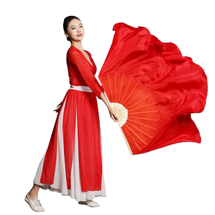 喜上眉梢胶州秧歌扇子丝巾民族民间舞跳舞专用真丝双面加大绸扇子