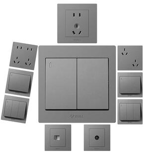 公牛开关插座面板家用16a五孔86型暗装墙壁一开多孔官方正品G31灰