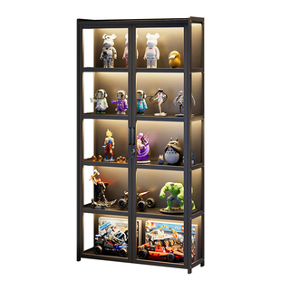 手办展示柜亚克力玩偶展示架带灯带锁透明防尘摆件玩具模型陈列柜
