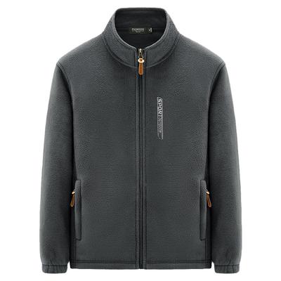 秋冬新款户外运动加绒加厚抓绒衣男大码防风开衫卫衣男摇粒绒外套