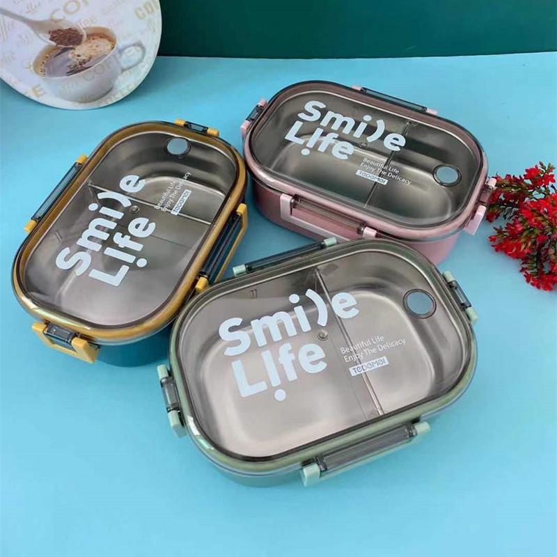 特得美 304不锈钢饭盒学生儿童日式分格便当盒便携防漏餐盒上班族