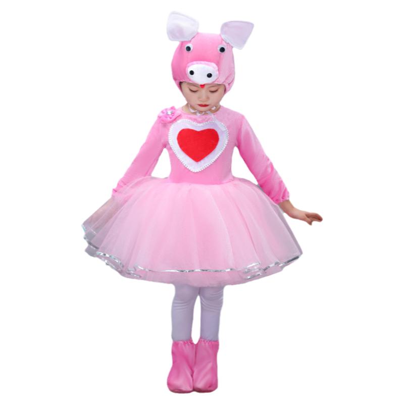儿童动物演出服三只小猪表演服幼儿园粉色可爱快乐小猪舞蹈纱裙装