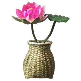 戏莲池上道具背篓竹编儿童古典舞专用仿真荷叶荷花手工编织小竹篓