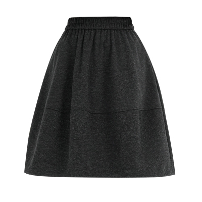 灰色羊毛呢花苞裙遮胯蓬蓬伞裙