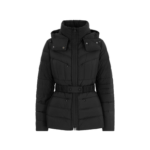 MARYLING玛俪琳冬季新品黑色短款拉链连帽羽绒服A1EHW96020