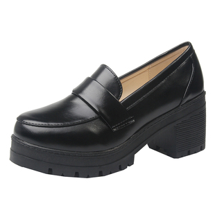 日本学生鞋 JK制服鞋舞台鞋 万用洛丽塔lolita皮鞋黑高跟cos鞋子