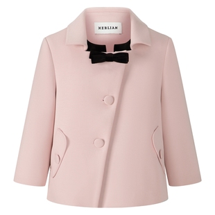 【杨雨潼同款】Herlian 25年秋季新品女士廓形蝴蝶结娃娃领短外套