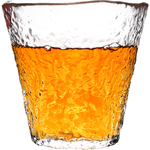 日本津轻初雪杯茶杯手工锤纹玻璃杯品茗杯公道杯、进口水杯