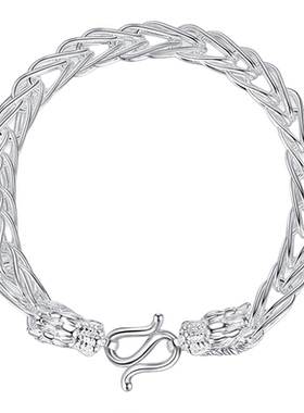 999足银手链男纯银龙头