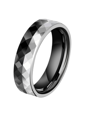 不变色钨金情侣戒指男女对接黑白