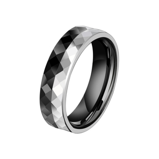 不变色钨金情侣戒指男女对接黑白对半时尚婚戒可刻字情人节礼物