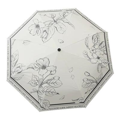 小金钩太阳伞全自动晴雨两用雨伞高颜值复古折叠黑U胶防晒遮阳伞