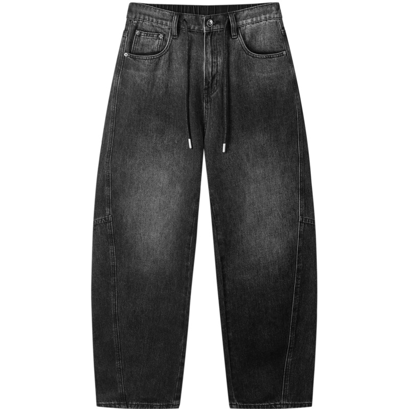 gxgjeans  黑色分割设计复古水洗宽松弯刀裤牛仔裤男裤 26秋新品