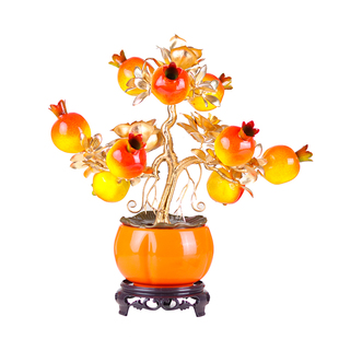 成品元旦新年过年客厅装饰发财果吉祥树柿子摆件乔迁福桶高档高级