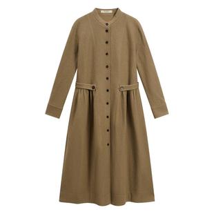 EXCEPTION例外女装2025冬季新品绵羊毛混纺立体A型廓形修身连衣裙