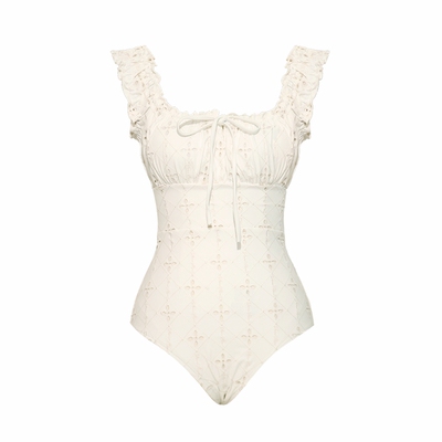 VisualMood法式复古白连体泳衣