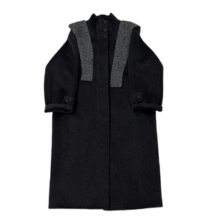 气质高级感双面羊毛大衣长款翻领围巾披肩羊毛呢外套秋冬装女百搭