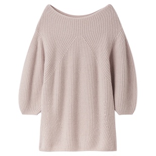 SNIDEL2025秋冬新品甜美纯色一字肩动物毛针织连衣裙SWNO255013