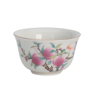 九桃五福茶杯主人杯寿桃功夫茶具家用陶瓷功夫茶杯品茗单个杯子