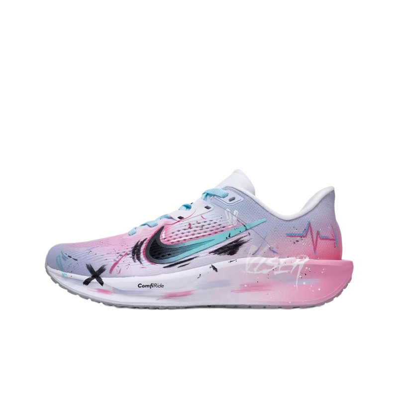 球鞋定制 Nike Quest 6 霓虹 赛博朋克 防滑透气 低帮男女跑步鞋