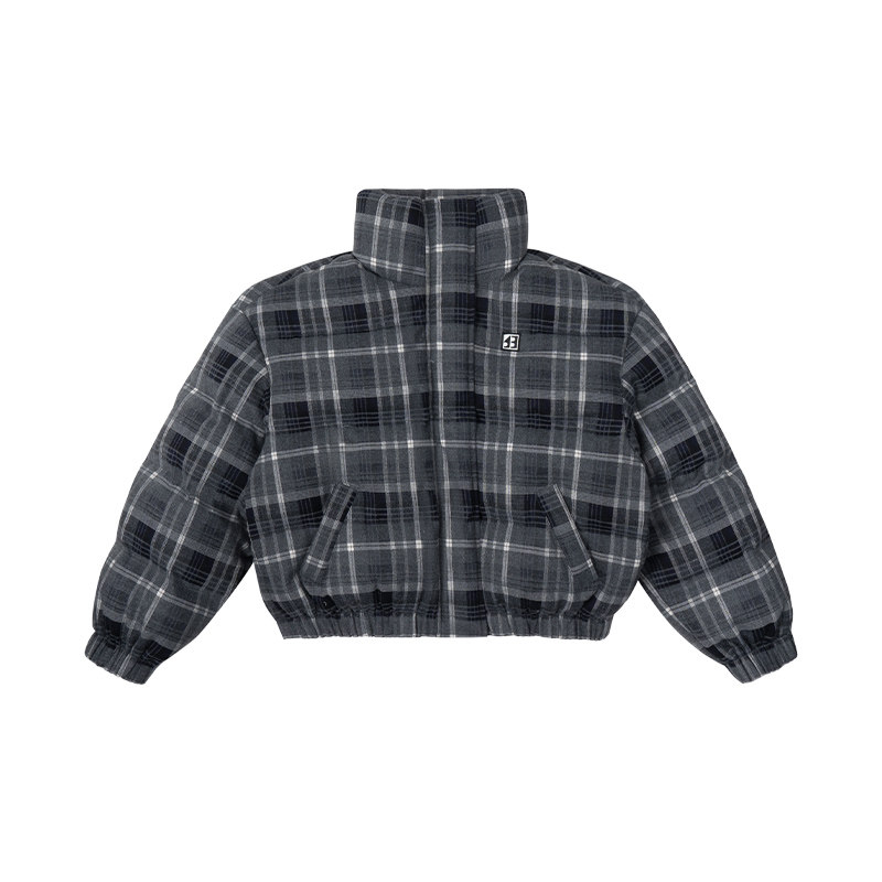 Called Back复古格纹短款羽绒服女2025冬季新款立领加厚保暖外套