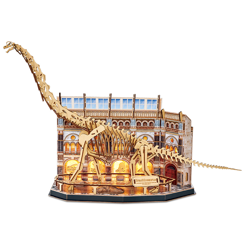 乐立方自然博物馆腕龙木质骨架模型蓝鲸微缩骨架DIY创意桌搭礼品