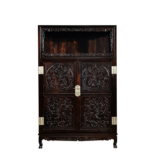 金鼎红木【清式雕花万历柜】紫光檀储物柜卧室衣帽柜手工生漆工艺