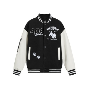 HandSeven时尚秋冬新款校园感外套美式复古风秋冬刺绣小狗开衫潮