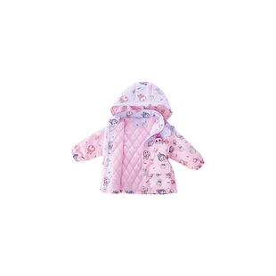 女童夹棉冲锋衣二棉外套开春款洋气女宝宝卡通薄款棉服上衣小棉衣