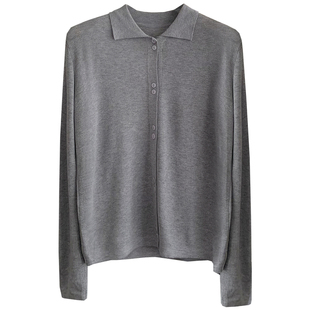 【羊毛针织衫】新款软糯灰色春秋打底毛衣宽松长袖毛织开衫外套女