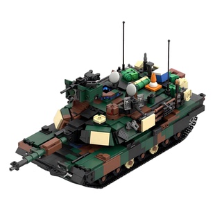 军事系列M1A2坦克积木MOC-134913创意迷彩车辆拼插模型小颗粒玩具