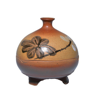 【茂源盛】台湾香道用具 仿古手工陶制 盘香 熏香炉 手绘荷花