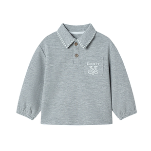 嫚熙童装男童卫衣春秋儿童华夫格POLO衫男宝长袖T恤上衣休闲百搭