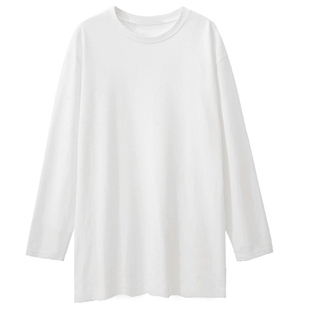 秋冬季中长款打底衫女宽松遮屁股下衣失踪纯棉长袖白色内搭t恤潮