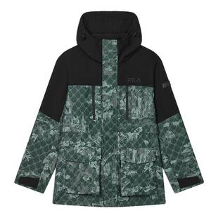 【易烊千玺同款】FILA斐乐男上衣两件套2025春新休闲满印连帽外套