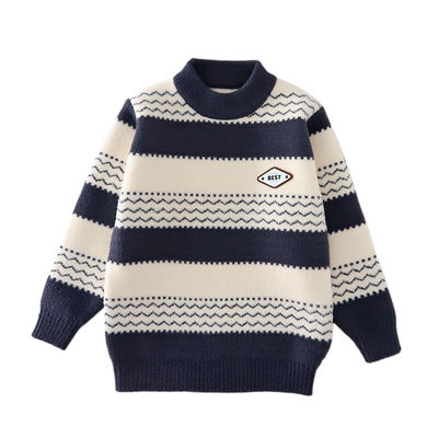 男童秋冬加厚条纹针织衫