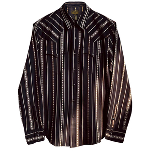 美式复古德普同款黑色条纹衬衫全棉定织提花长袖复刻RL西部衬衣