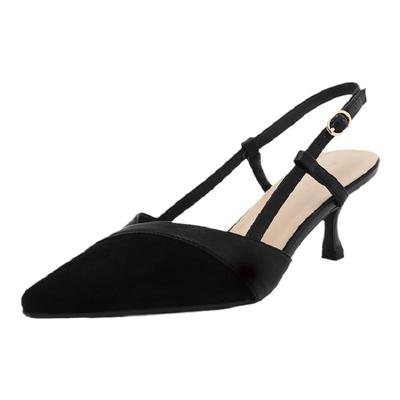 拼接质感包头凉鞋女鞋春季中跟