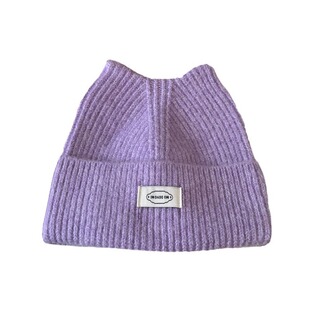 Charm Kebab日本设计师联名款 2025新款猫耳贴布毛线帽加厚针织帽