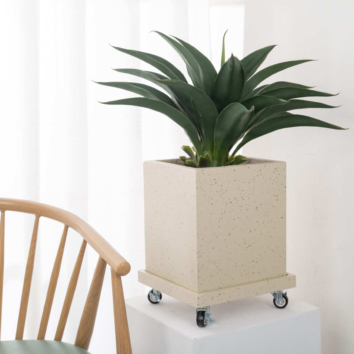 玄之祥石方形移动花盆托盘接水简约带滚轮万向轮底座底盘高级轻奢 - 封面